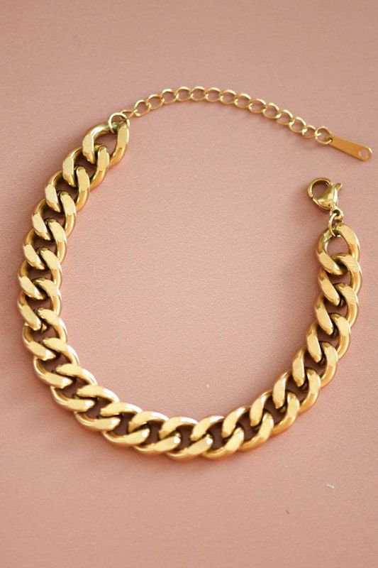 MIA ACCESSORIES WOMEN'S 18K GOLD PLATED WATERPROOF STAINLESS STEEL CHAIN BRACELET - 7437