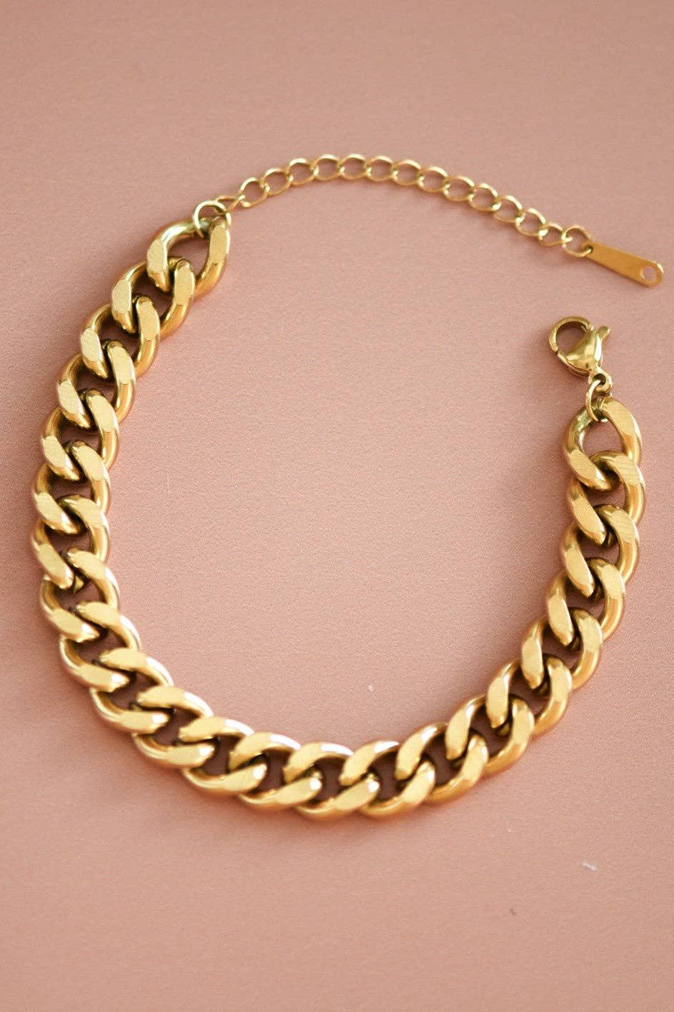 MIA ACCESSORIES WOMEN'S 18K GOLD PLATED WATERPROOF STAINLESS STEEL CHAIN BRACELET - 7437