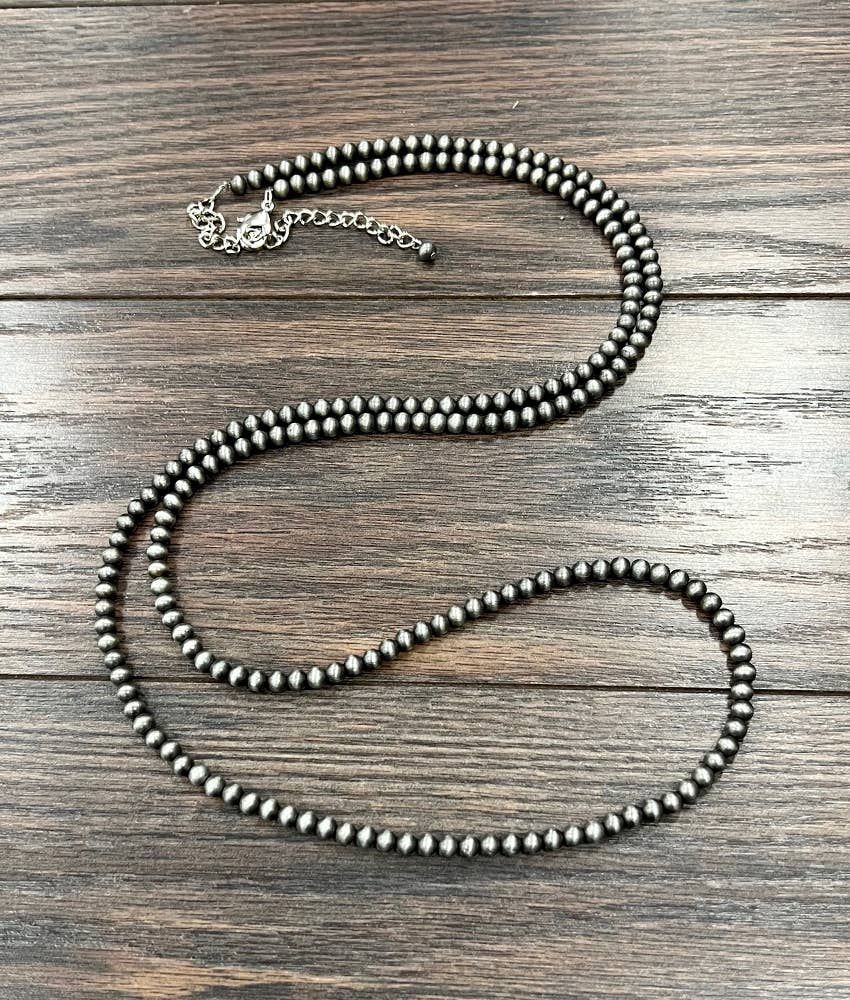 ISAC TRADING INC. WOMEN'S 46" HANDMADE 6MM NAVAJO BEAD NECKLACE