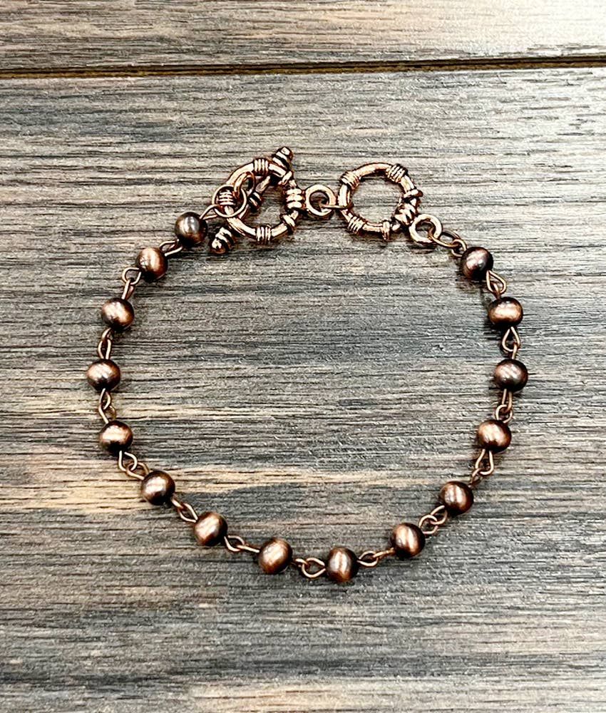 ISAC TRADING INC. WOMEN'S HANDMADE COPPER NAVAJO BEAD ADJUSTABLE BRACELET