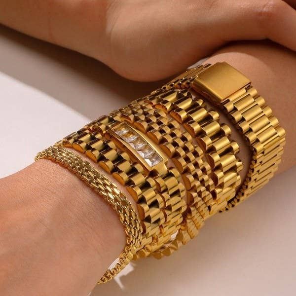 JOSSLYN BY WALL TO WALL  STAINLESS STEEL WATCH CHAIN BRACELET