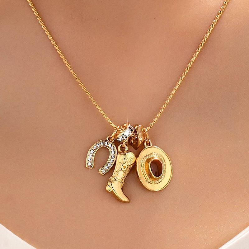 JOSSLYN BY WALL TO WALL  WESTERN HAT BOOT HORSESHOE RHINESTONE CHARM NECKLACE