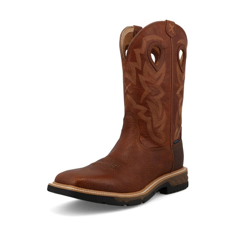 TWISTED X MEN'S 12" WESTERN WORK BOOT - RUST BROWN &amp; SADDLE