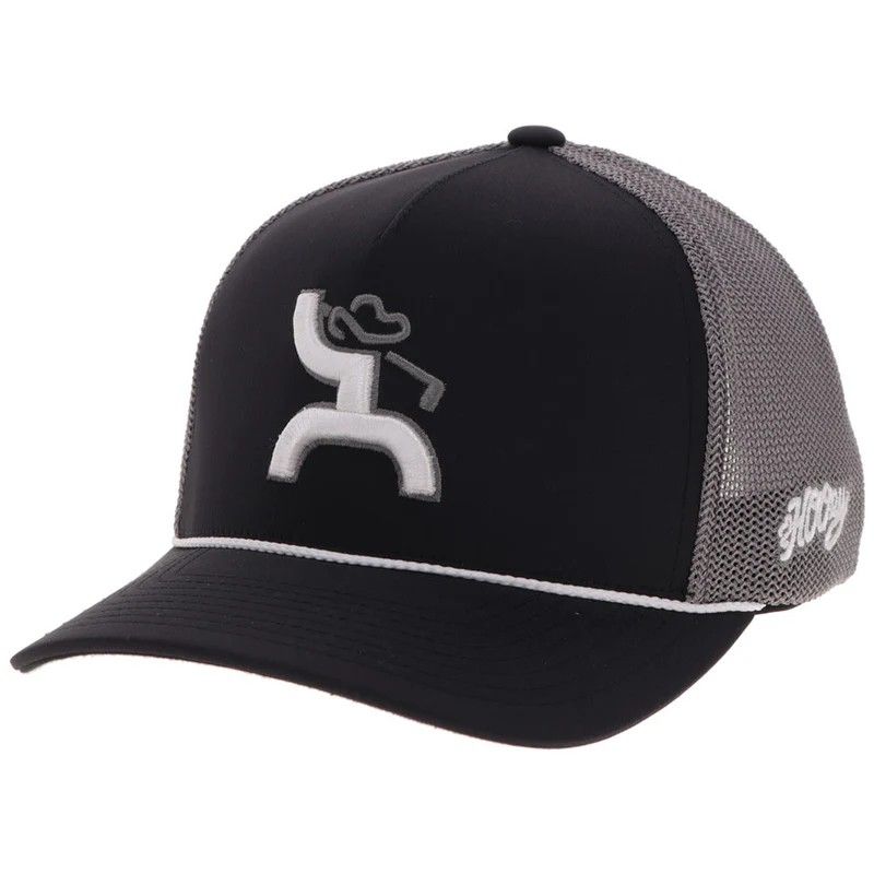 HOOEY CLASSIC GOLF LOGO TRUCKER CAP - BLACK/GREY