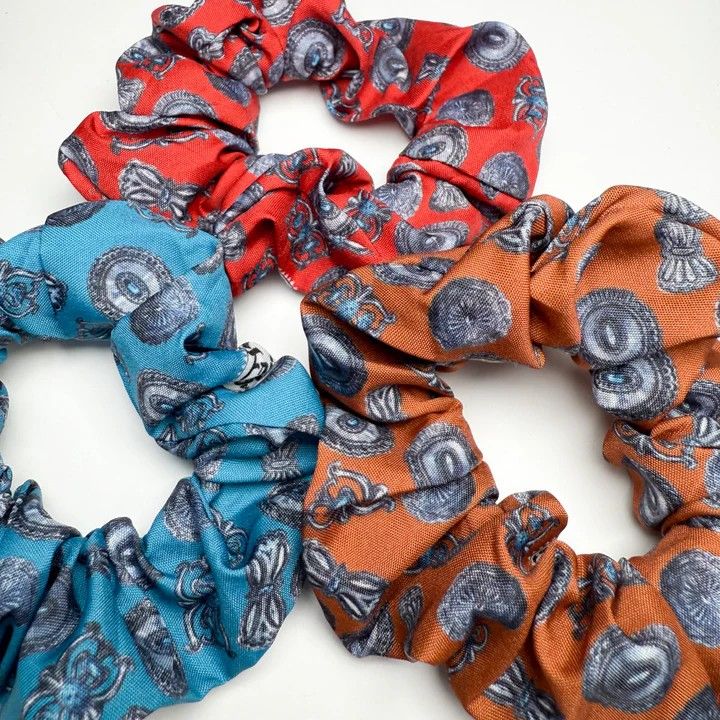 FRINGE SCARVES SILK SCRUNCHIES, STYLE: TURQS &amp; CONCHOS - BRIGHT