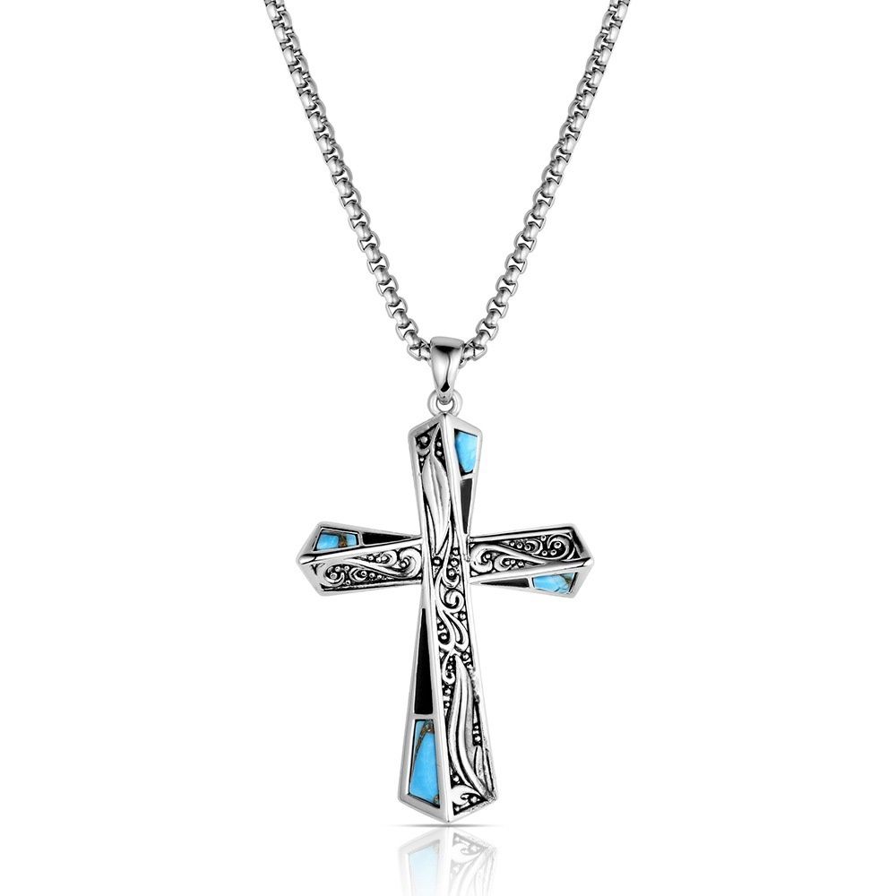 MONTANA SILVERSMITHS STILL WATERS TURQUOISE CROSS NECKLACE
