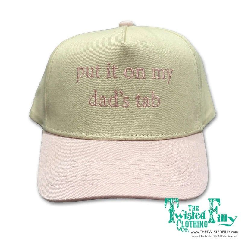 THE TWISTED FILLY GIRLS' PUT IT ON MY DAD'S TAB SNAPBACK CAP - TAN/PINK