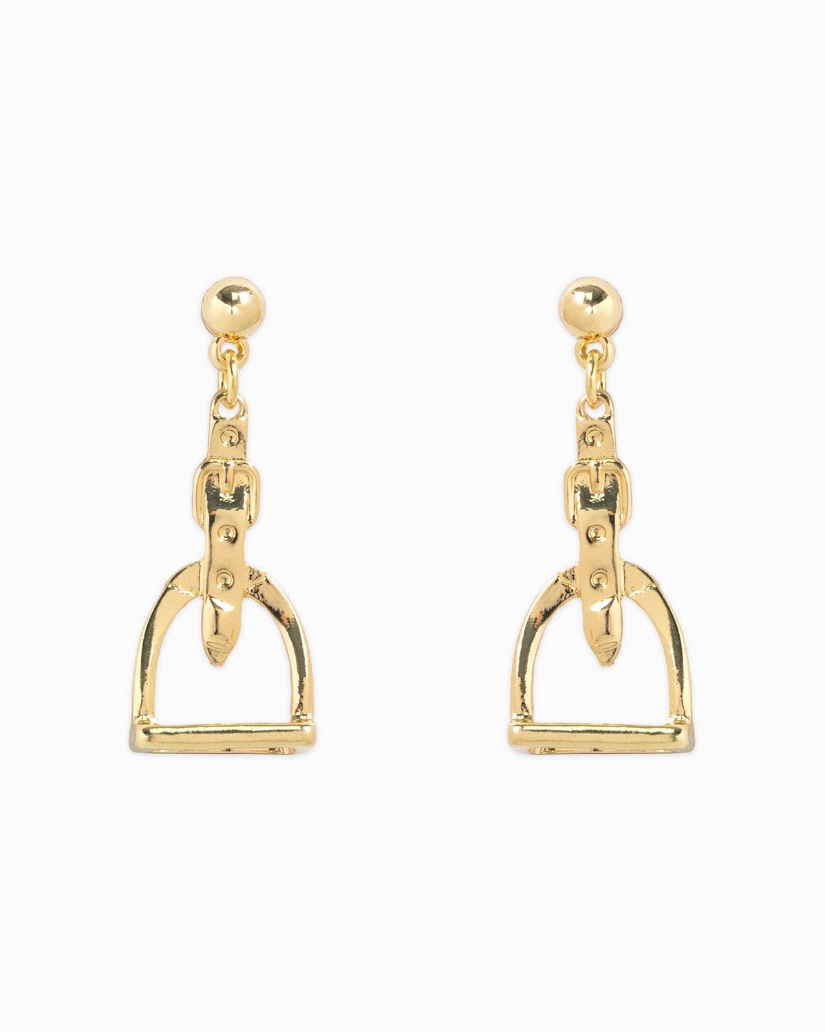 SESSORI  WESTERN STIRRUP BELT DROP EARRINGS, COLOR: GOLD