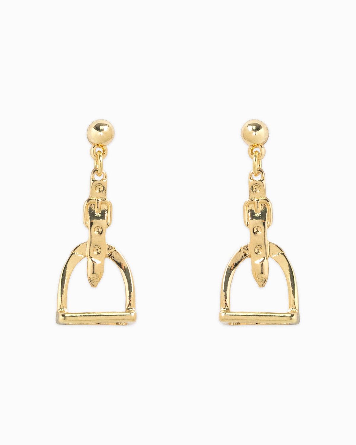 SESSORI WESTERN STIRRUP BELT DROP EARRINGS, COLOR: GOLD