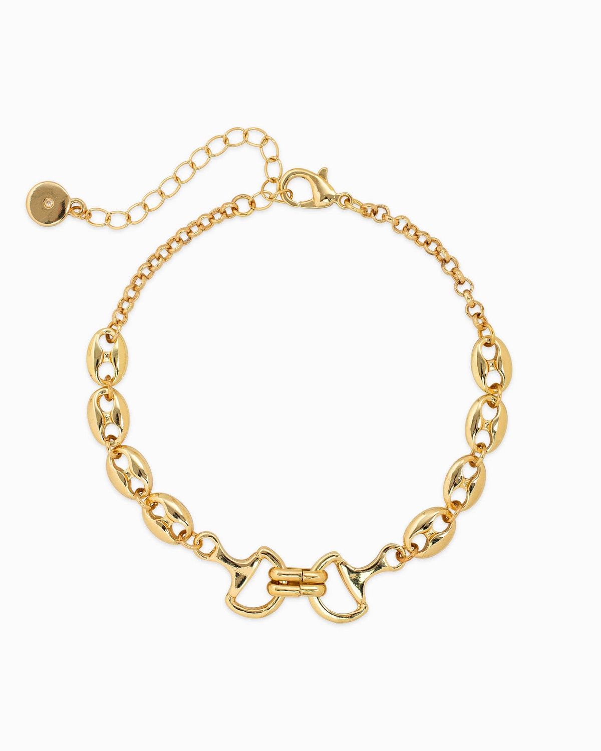 SESSORI DOUBLE HORSEBIT LINK CHAIN BRACELET: GOLD