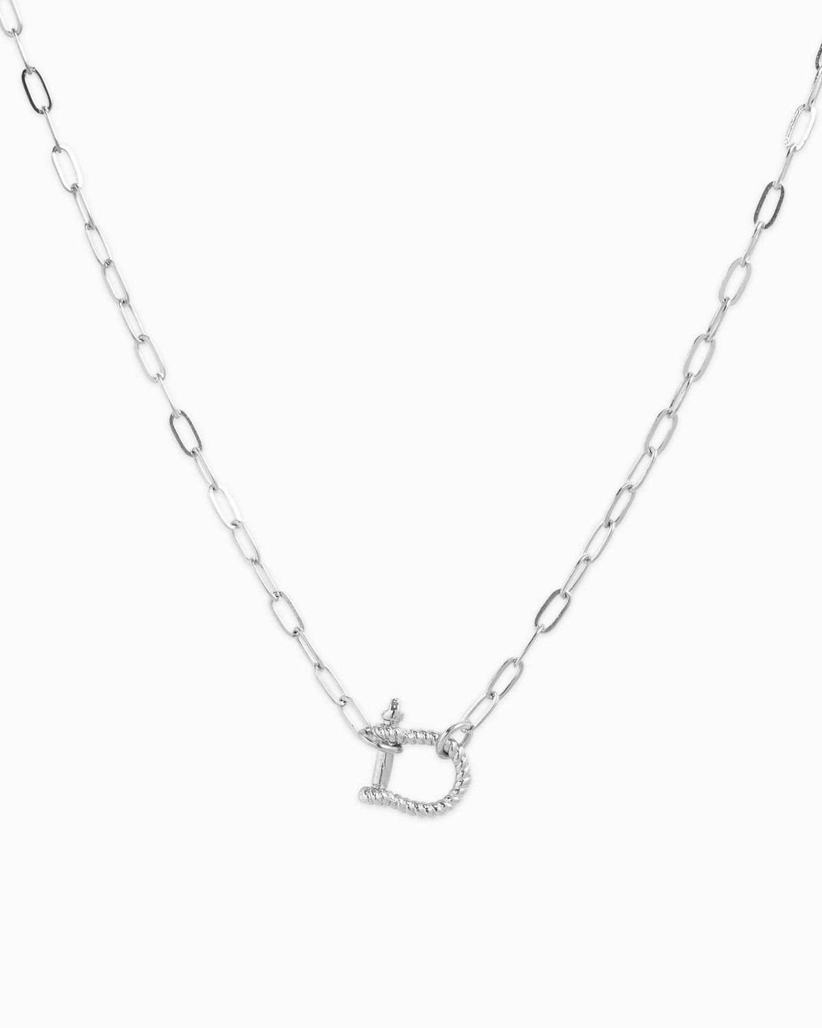 SESSORI  MINI HORSEBIT ROPE CARABINER PENDANT NECKLACE: RHODIUM