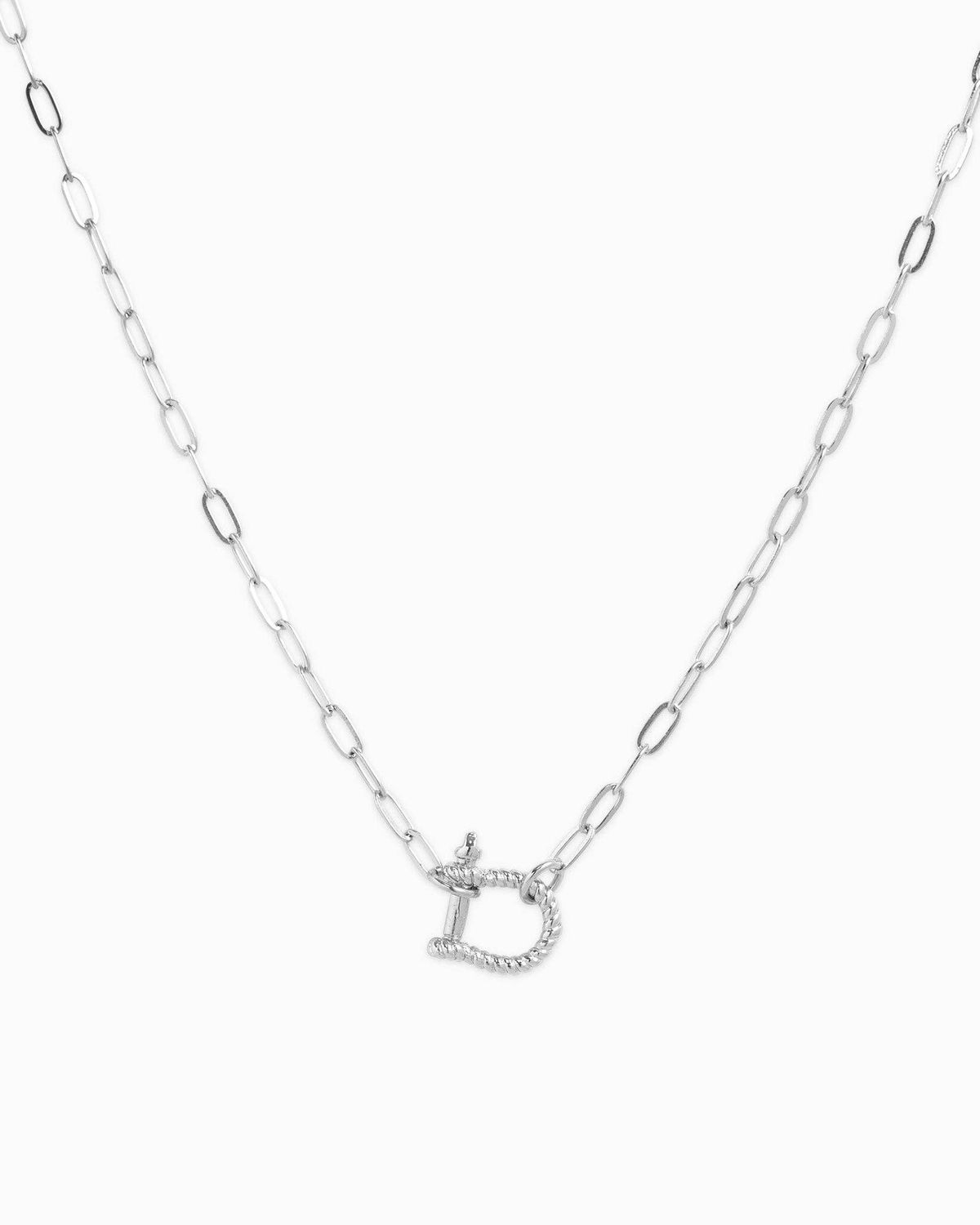 SESSORI MINI HORSEBIT ROPE CARABINER PENDANT NECKLACE: RHODIUM