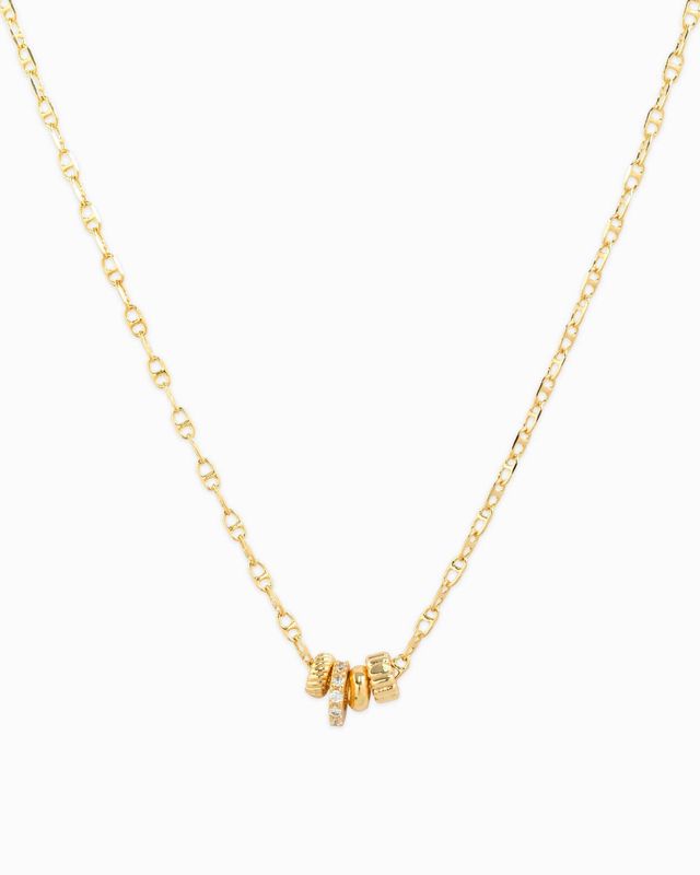 SESSORI  RONDELLE CZ MARINER CHAIN 4CHARM NECKLACE: GOLD