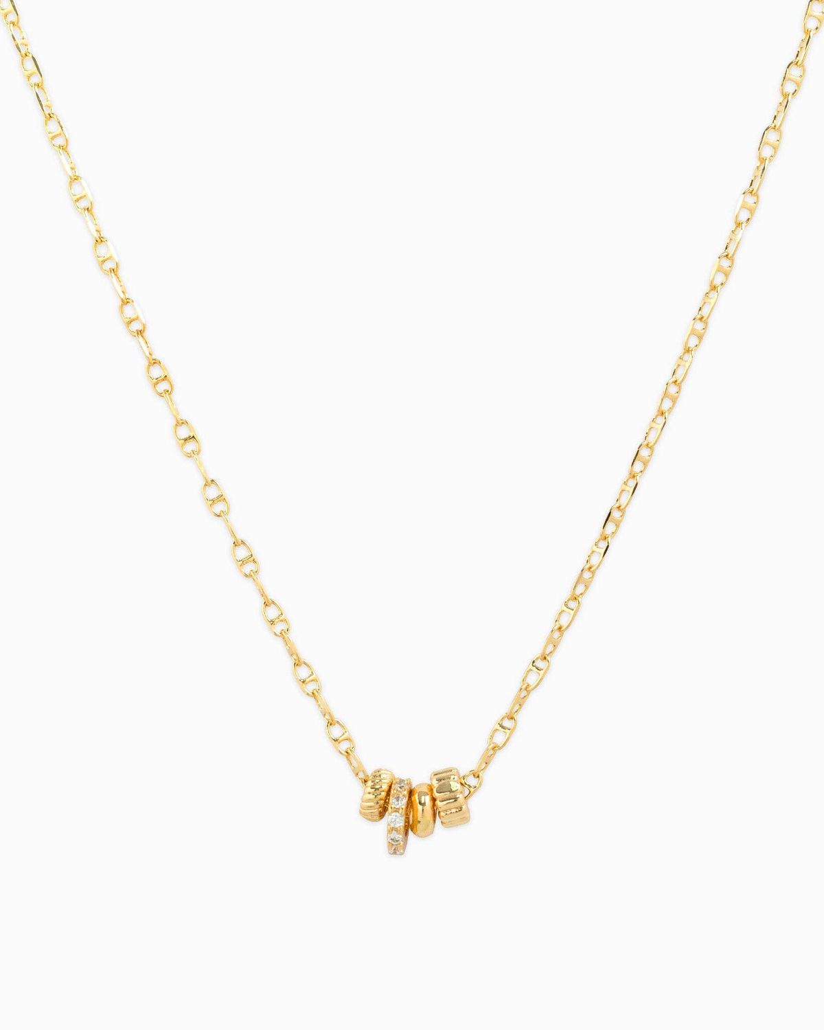 SESSORI RONDELLE CZ MARINER CHAIN 4CHARM NECKLACE: GOLD
