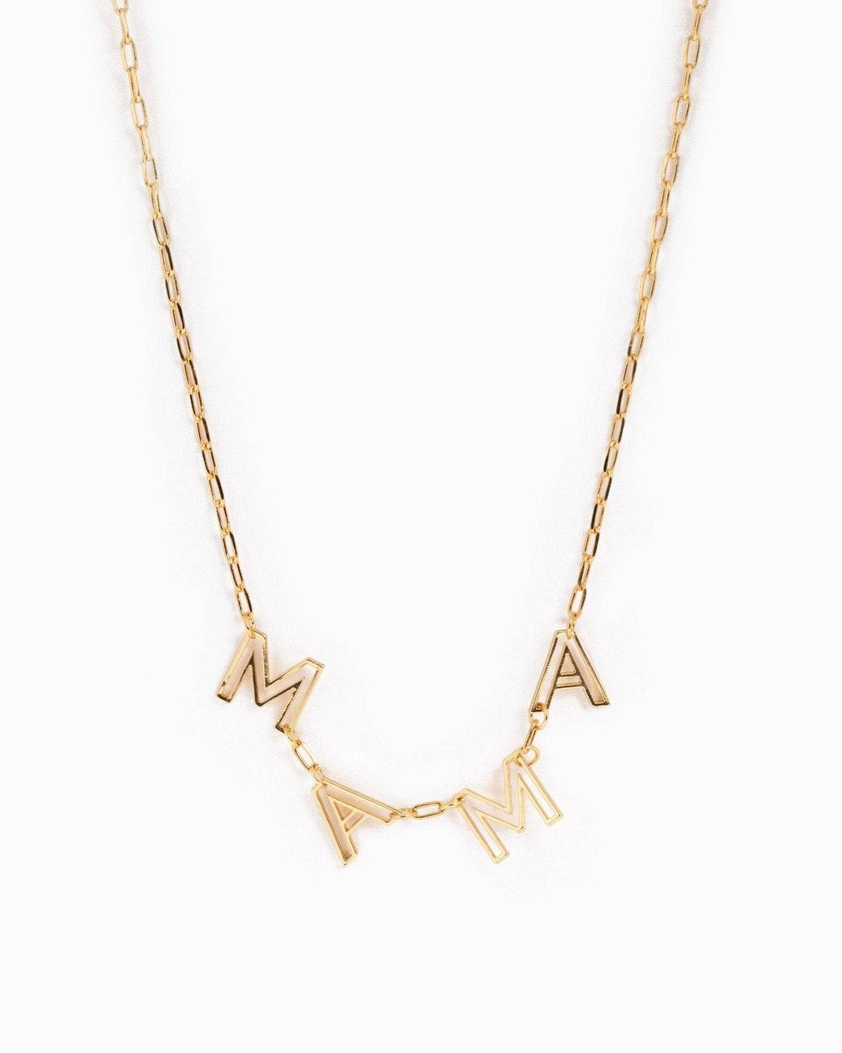 SESSORI  "MAMA" LETTER CUTOUT STATION NECKLACE, COLOR: GOLD