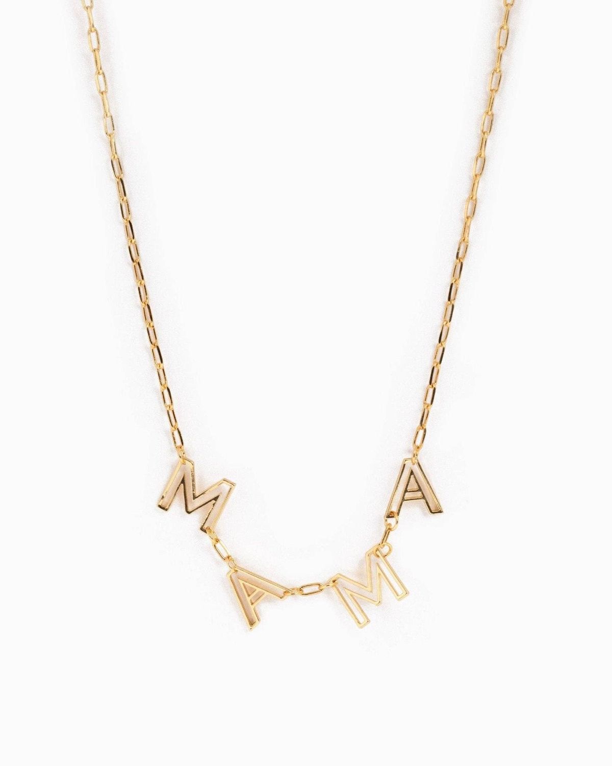 SESSORI "MAMA" LETTER CUTOUT STATION NECKLACE, COLOR: GOLD