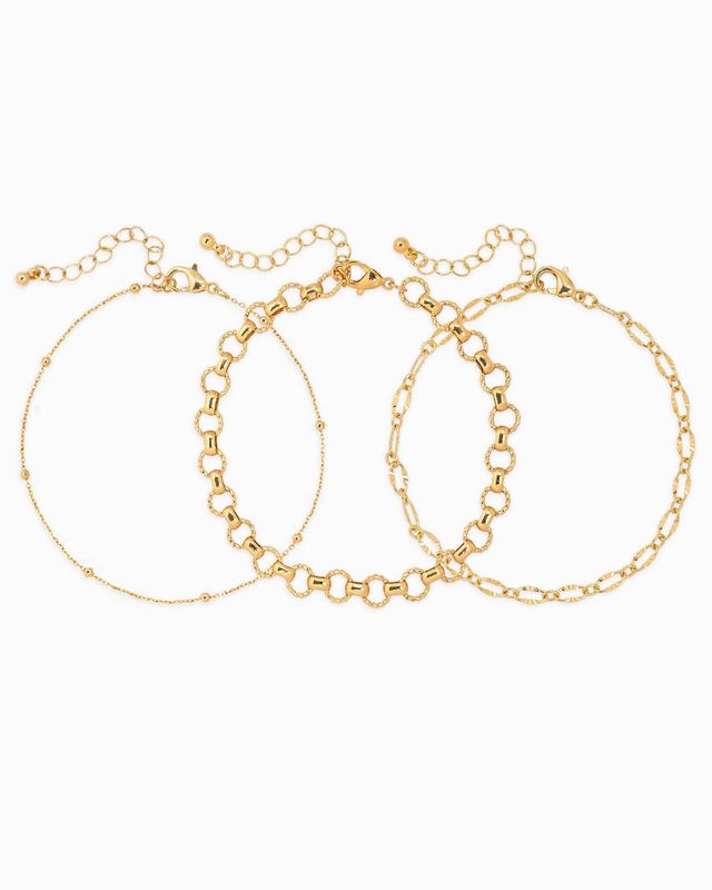 SESSORI  LUXE MINIMAL BALL CHAIN BRACELETS SET OF 3