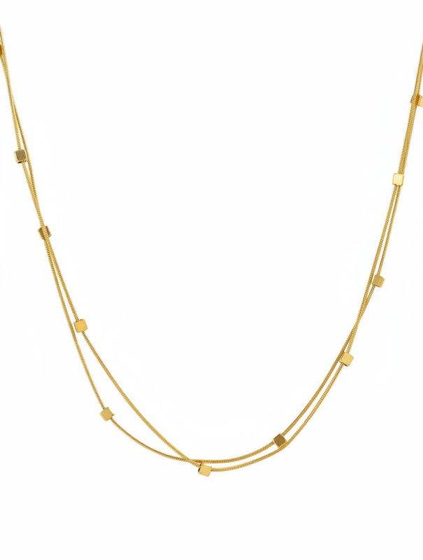 SESSORI STAINLESS DAINTY SPARKLE STATION LAYERED NECKLACE