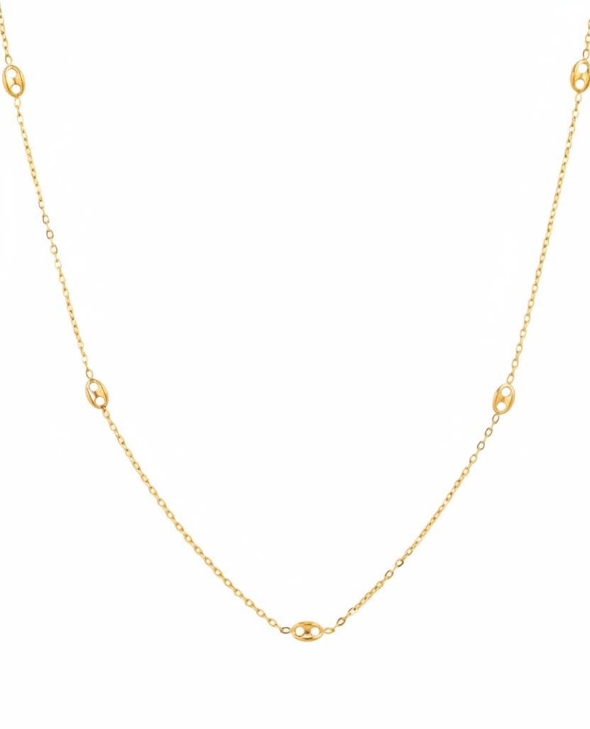 SESSORI  STAINLESS MARINER OVAL STATION CHAIN NECKLACE