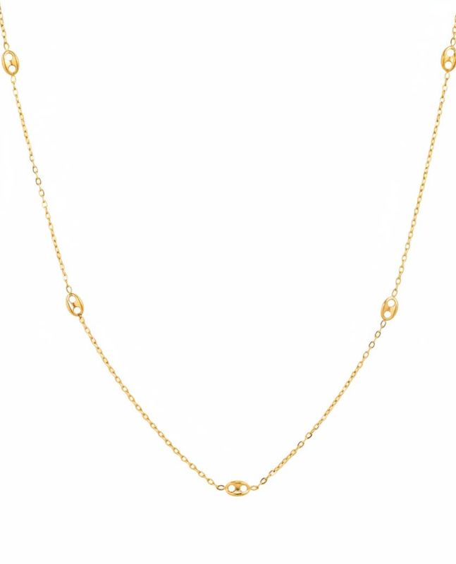 SESSORI STAINLESS MARINER OVAL STATION CHAIN NECKLACE