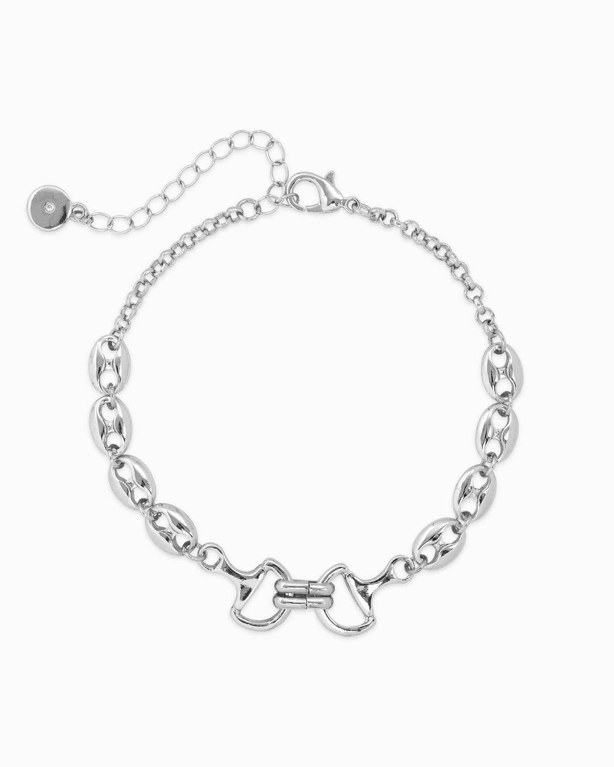 SESSORI DOUBLE HORSEBIT LINK CHAIN BRACELET: RHODIUM