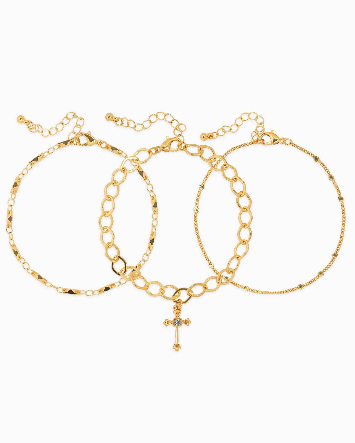 SESSORI LINK CROSS ACCENT BRACELETS SET OF 3