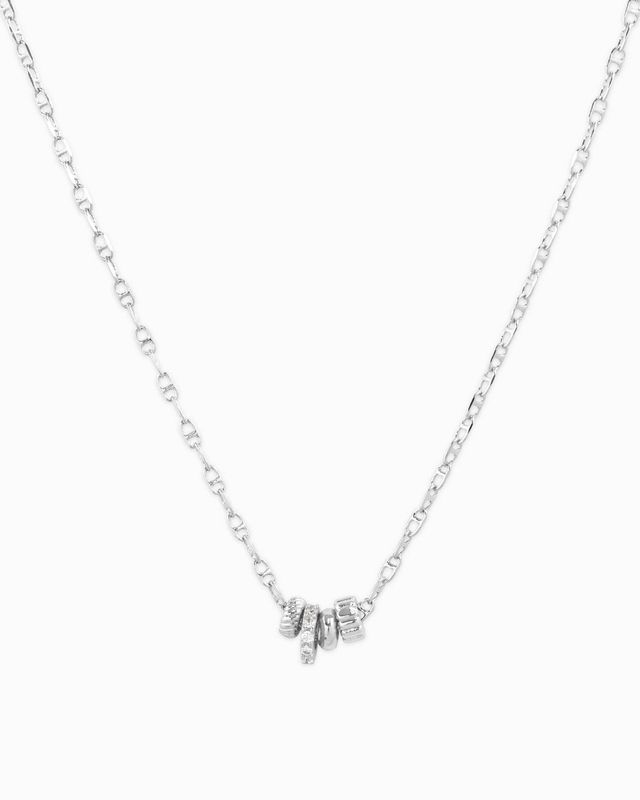 SESSORI  RONDELLE CZ MARINER CHAIN 4CHARM NECKLACE: RHODIUM