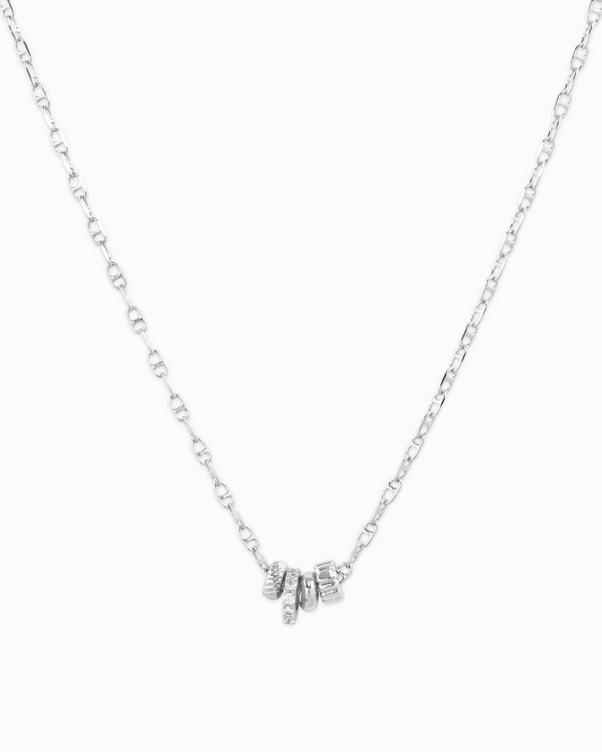 SESSORI RONDELLE CZ MARINER CHAIN 4CHARM NECKLACE: RHODIUM