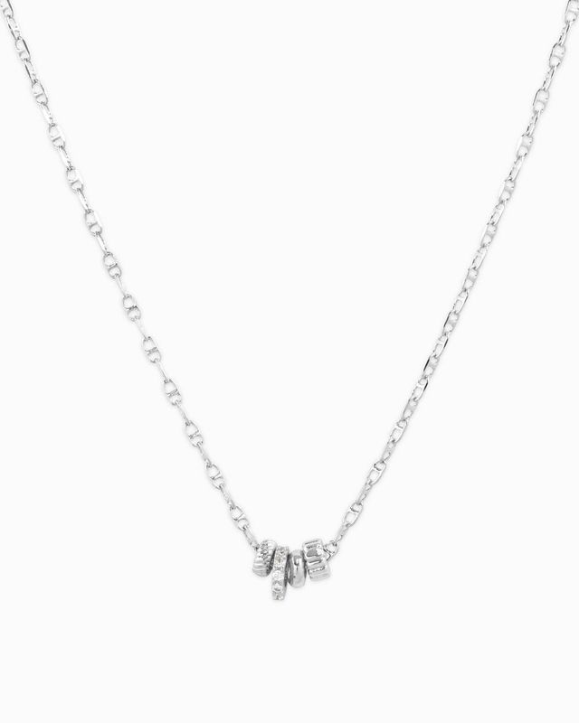 SESSORI RONDELLE CZ MARINER CHAIN 4CHARM NECKLACE: RHODIUM