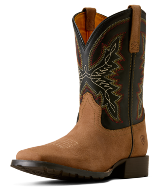 ARIAT BOYS' HYBRID RANCHER WIDE SQUARE TOE WESTERN BOOT - DUSTED BROWN