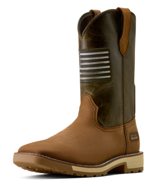 ARIAT MEN'S ACTIVATOR PATRIOT WIDE SQUARE TOE WORK BOOT - ALAMO BROWN