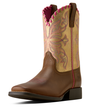 ARIAT GIRLS' SUNDOWN WIDE SQUARE TOE WESTERN BOOT - GEORGIA CLAY