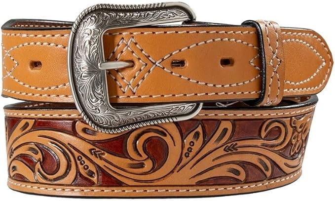 3D MEN'S BOOTSTITCH &amp; TOOLED LEATHER BELT