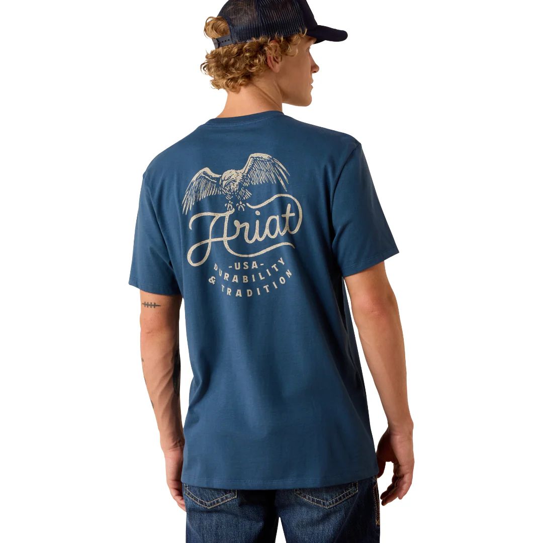 ARIAT MEN'S SHORT SLEEVE DROP DOWN EAGLE CLASSIC FIT TEE SHIRT - KEY LARGO