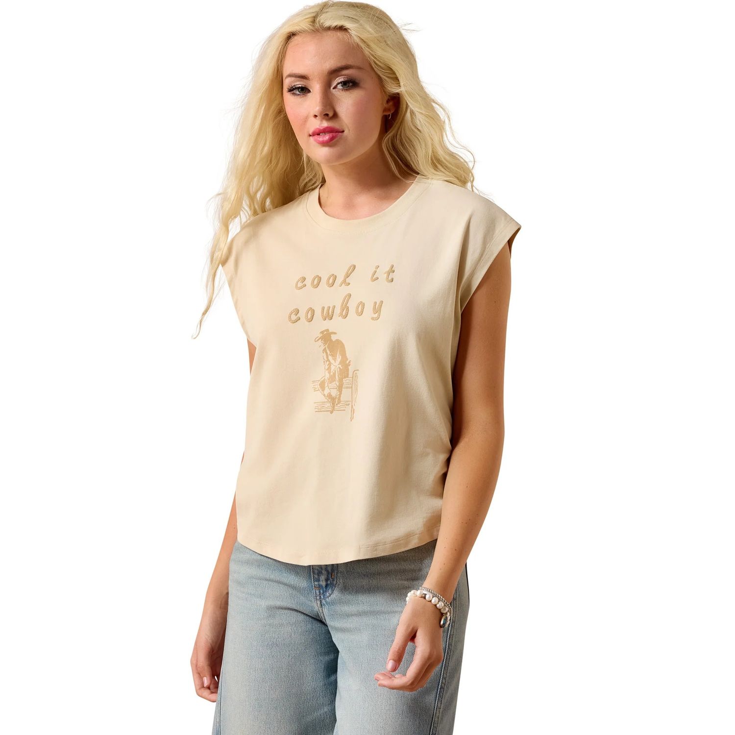 ARIAT WOMEN'S COOL IT MUSCLE TEE SHIRT - OYSTER GREY