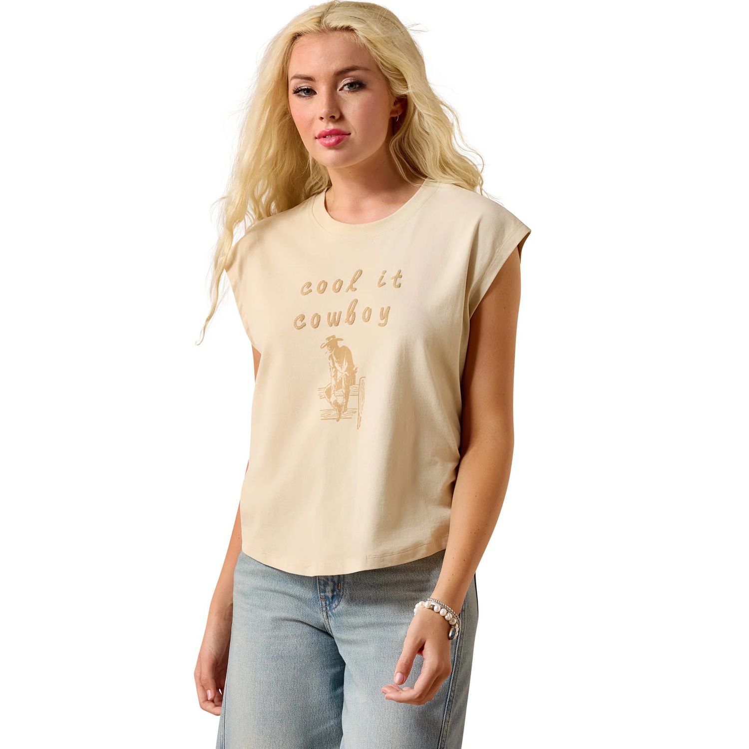 ARIAT WOMEN'S COOL IT MUSCLE TEE SHIRT - OYSTER GREY