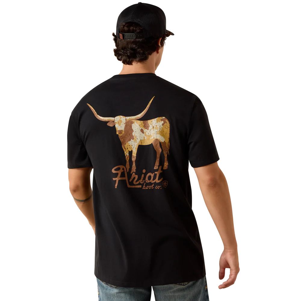 ARIAT MEN'S SHORT SLEEVE COWMOOFLAGE CLASSIC FIT TEE SHIRT - BLACK
