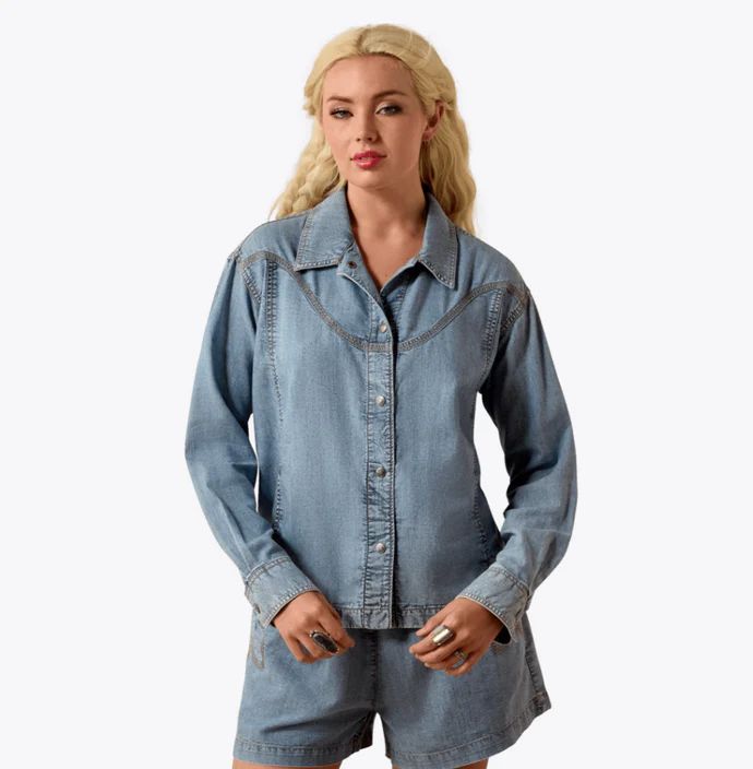 ARIAT WOMEN'S BONFIRE SHIRT JACKET - MEDIUM BLUE