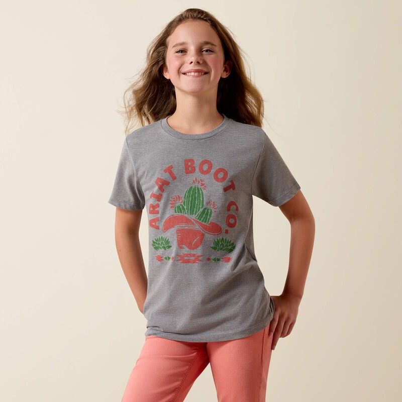 ARIAT KIDS' SHORT SLEEVE CACTUS HAT TEE SHIRT - ICE BERG