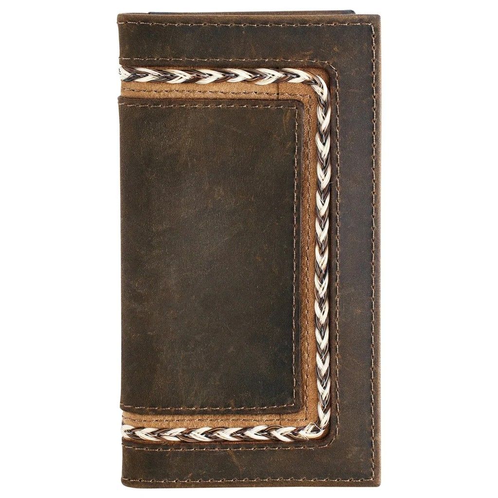 JUSTIN MEN'S LEATHER JUNIOR RODEO WALLET - HORSE HAIR BRAID
