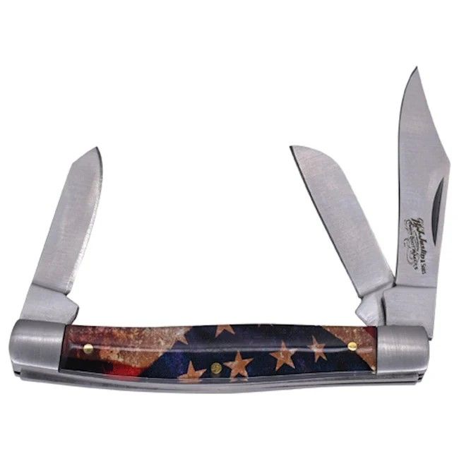 JUSTIN STOCKMAN 3-BLADE KNIFE - ACRYLIC USA FLAG