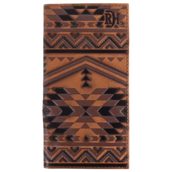 RED DIRT HAT CO. MEN'S RODEO WALLET - BROWN SOUTHWESTERN DESIGN