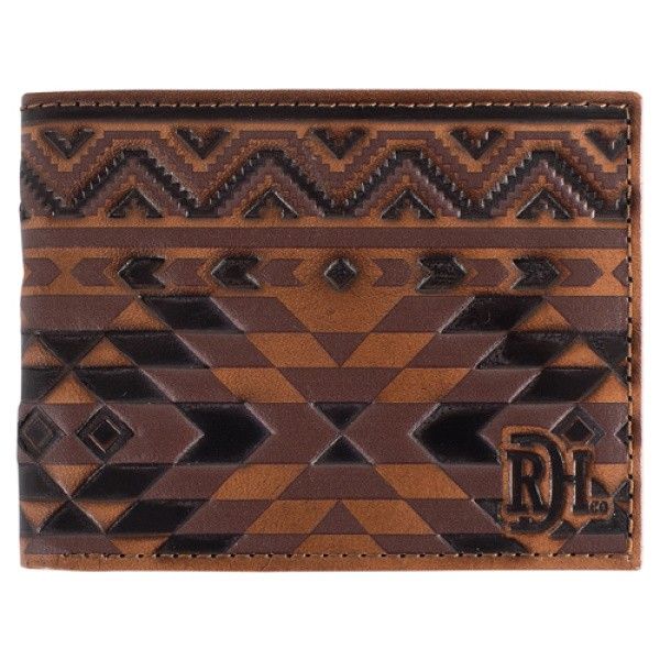 RED DIRT HAT CO. MEN'S BIFOLD WALLET - BROWN SOUTHWESTERN DESIGN