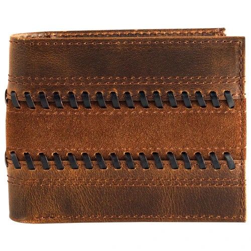 JUSTIN MEN'S LEATHER BIFOLD WALLET - SUEDE TRAPUNTO