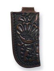 JUSTIN MEN'S LEATHER KNIFE SHEATH - BROWN FLORAL TOOLING