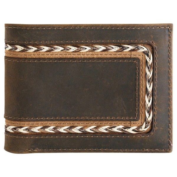 JUSTIN MEN'S LEATHER BIFOLD WALLET - HORSE HAIR BRAID