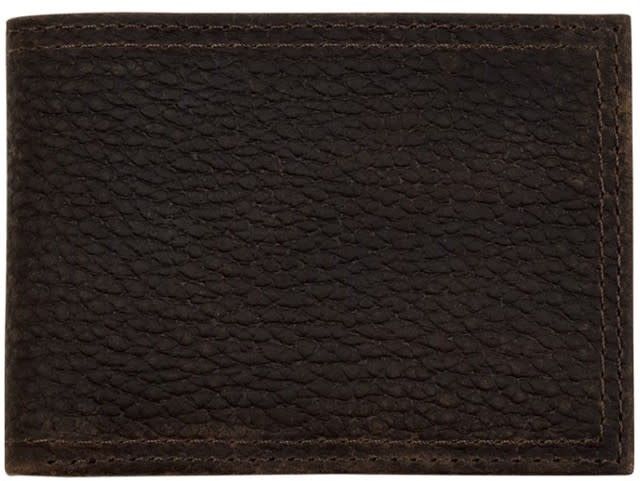 JUSTIN MEN'S LEATHER BIFOLD WALLET - OILED BROWN TEXTURED LEATHER