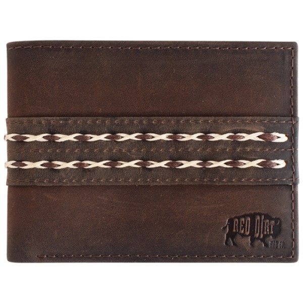 RED DIRT HAT CO. MEN'S BIFOLD WALLET - OILED BROWN DOUBLE BRAIDS