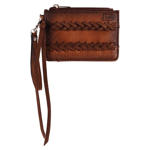 JUSTIN WOMEN'S MINI CARD WALLET - TAN WITH BRAIDS