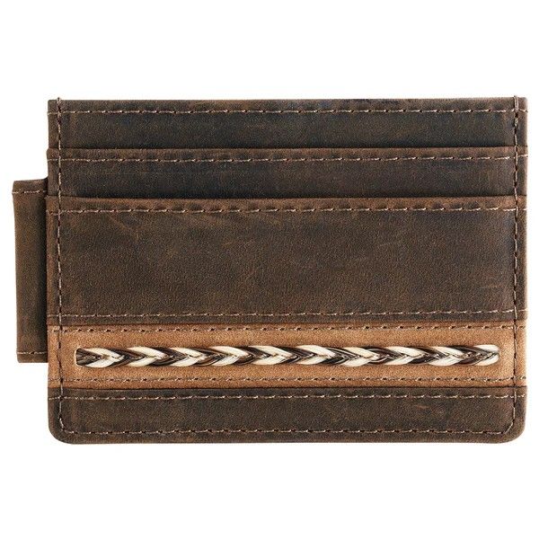 JUSTIN MEN'S LEATHER SLIM CARD WALLET - HORSE HAIR BRAID